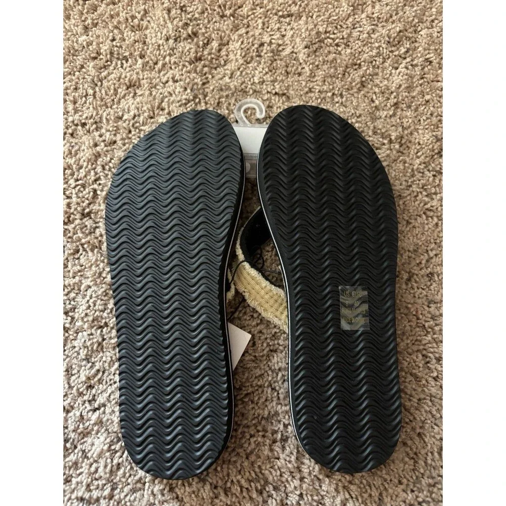 Norty Big Boys Thong Flip Flop Size 8 Black & Tan NWT
